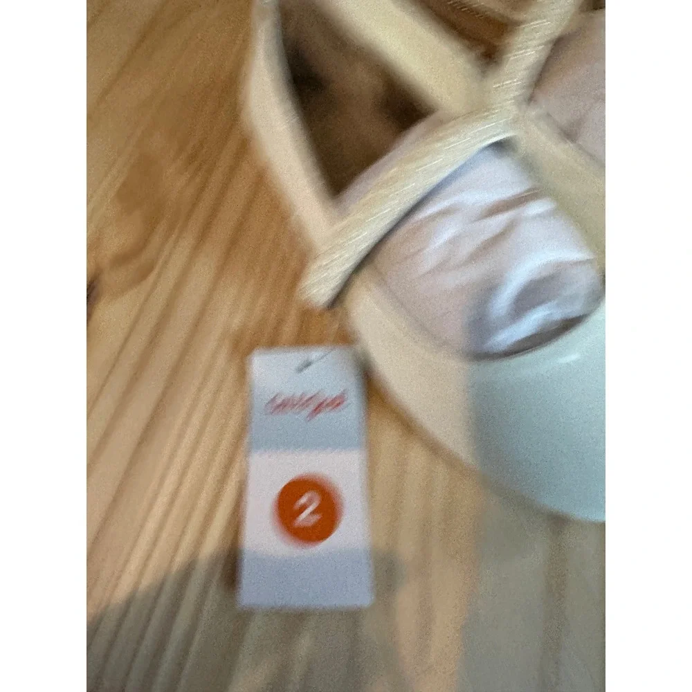 Cat & Jack Girls Cream Patent Mary Jane Ballet Flats Pearl Glitter Strap Size 2